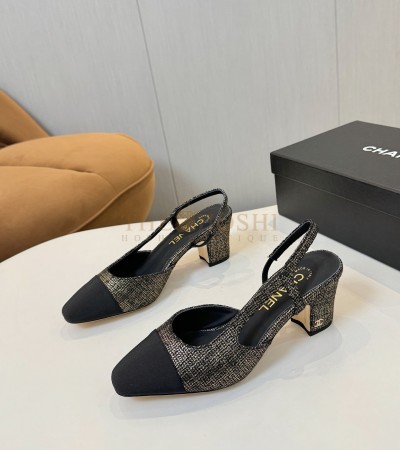 CHANEL SLINGBACK HEELS LAMBSKIN &AMP; CALFSKIN HEEL 6.5CM - 35