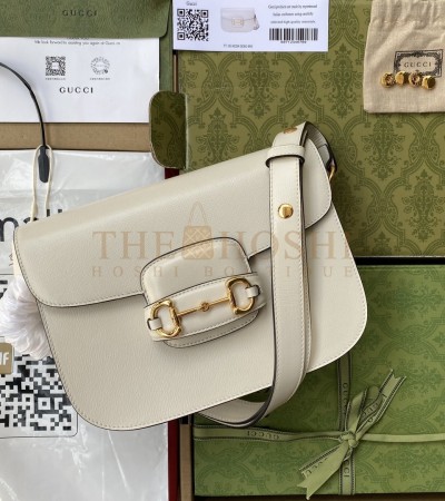GUCCI 1955 HORSEBIT BAG LEATHER WITHE SIZE 25×18×8CM 602204 MASTER QUALITY 
